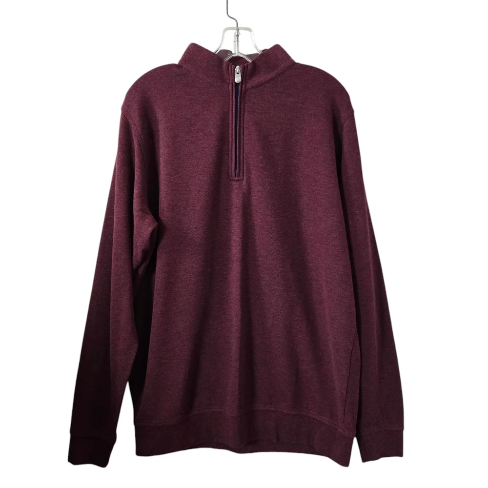 Peter Millar Crown Comfort Interlock 1/4 Zip Pullover Sweater Burgundy Red Large